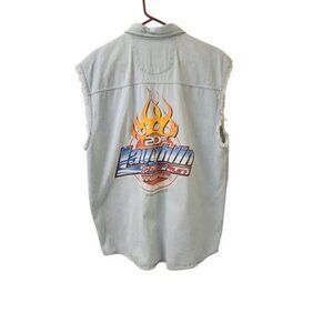 Biker Design Laughlin River Run 20th Anniv 1983-2002 Bike Run Denim Vest XL Men